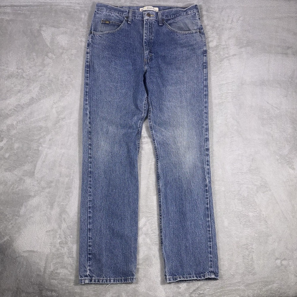Vintage Lee Jeans Regular Fit Straight Leg Mens 36x34 Blue Medium Wash